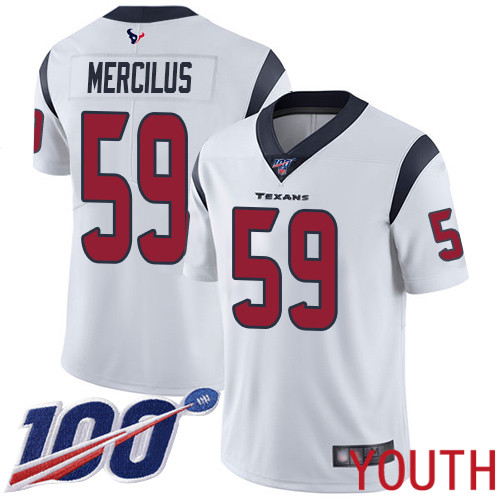 Houston Texans Limited White Youth Whitney Mercilus Road Jersey NFL Football #59 100th Season Vapor Untouchable